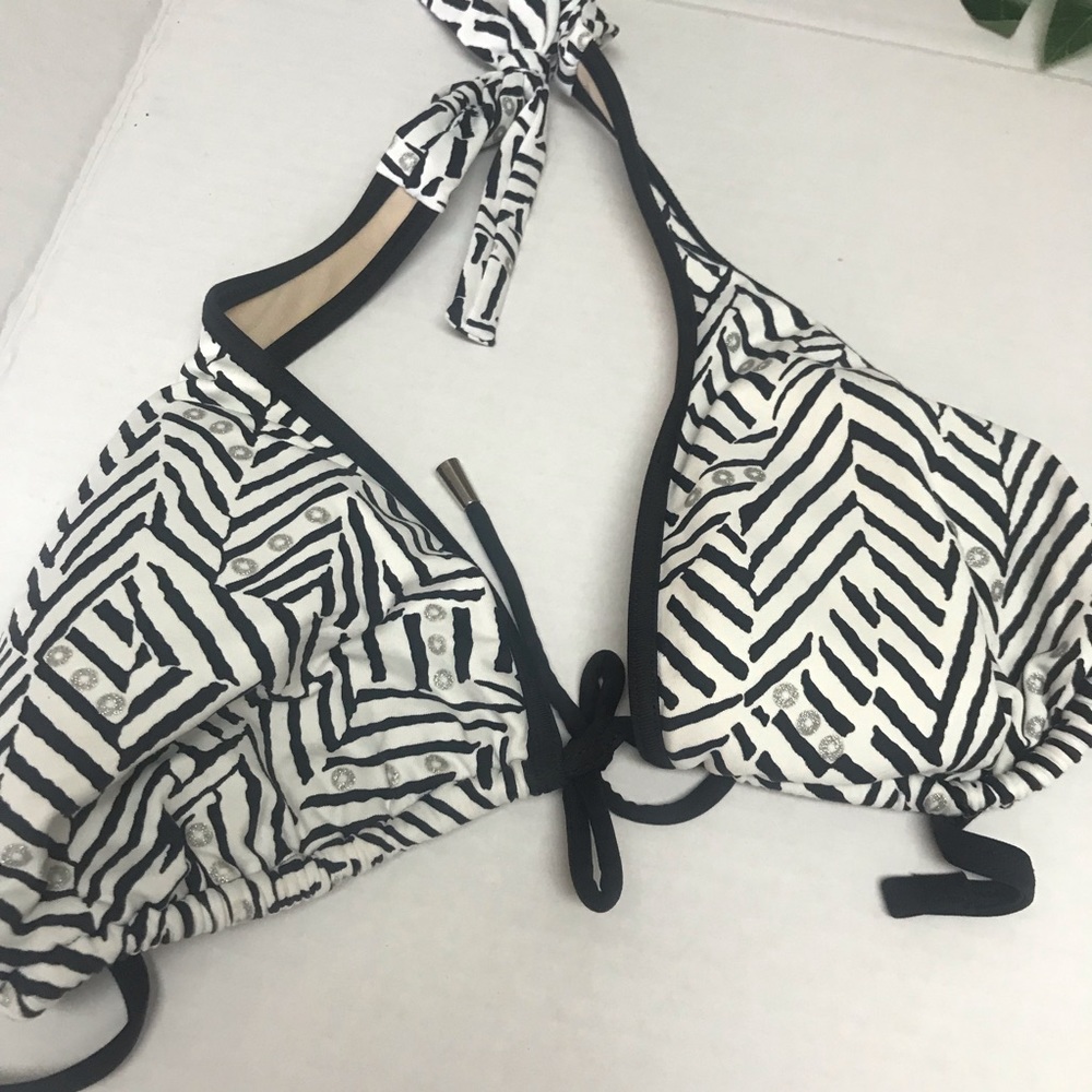 BARI Striped String Bikini Top